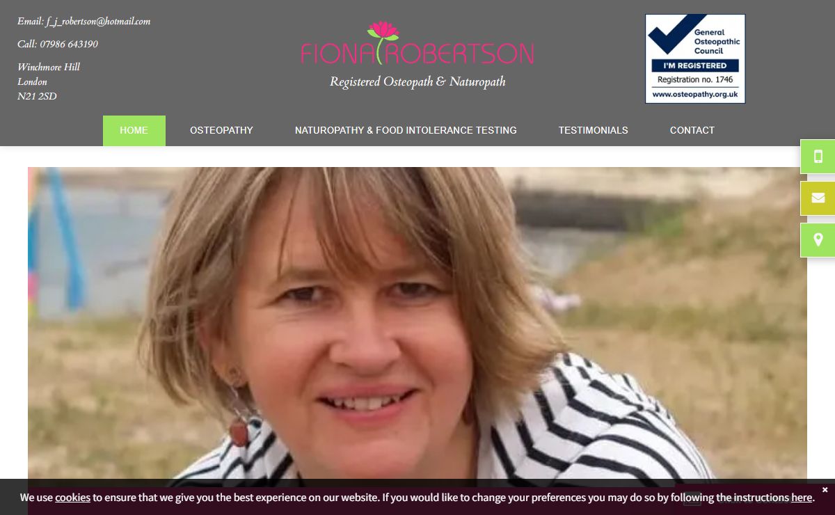 Osteopath in Winchmore HIll, North London - Fiona Robertson