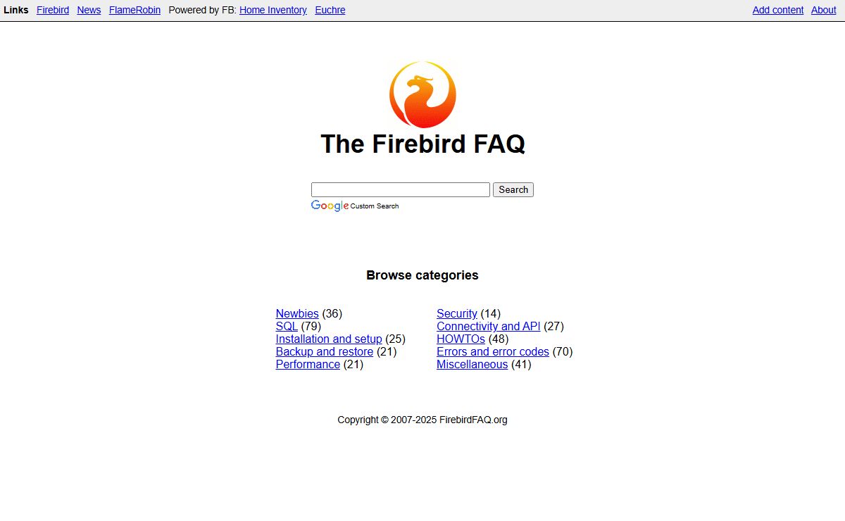 FirebirdFAQ.org - up-to-date answers to Firebird related questions