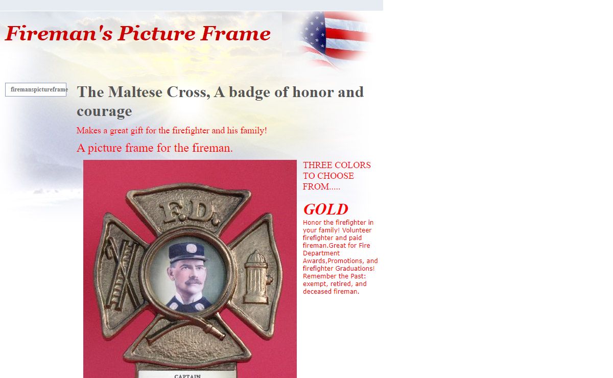 firemans picture frame, the perfect gift for the firefighter. Honor the fireman in your family.