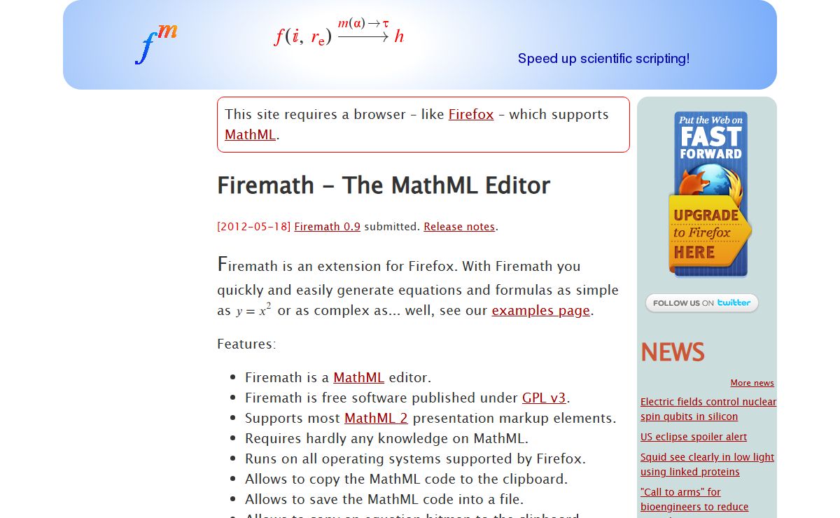 Firemath - The MathML-Editor for Firefox