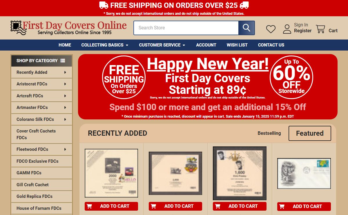 First Day Covers Online - Great Selection, Service and Price!