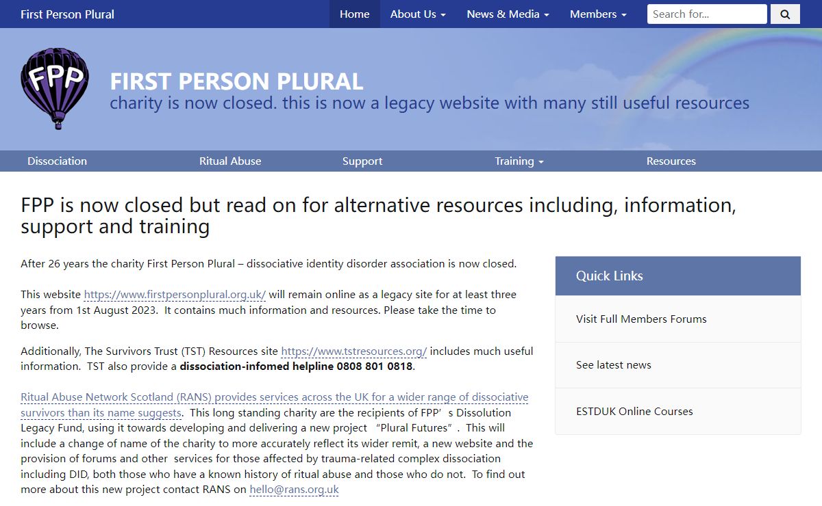 Dissociative Identity Disorder Information - First Person Plural