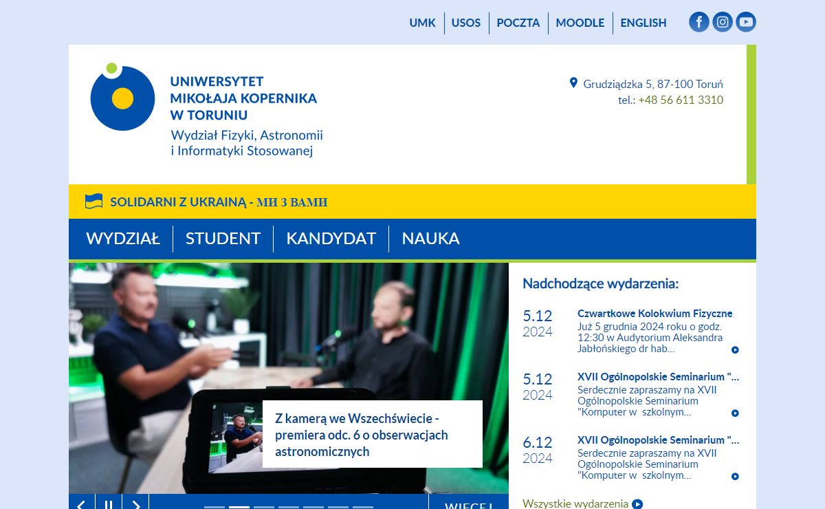 Wydział Fizyki, Astronomii i Informatyki Stosowanej - Uniwersytet Mikołaja Kopernika w Toruniu