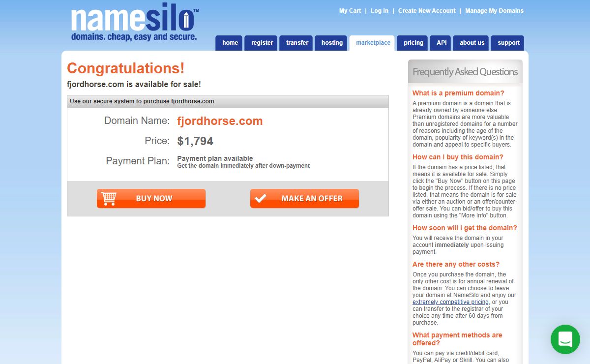 fjordhorse.com is for sale