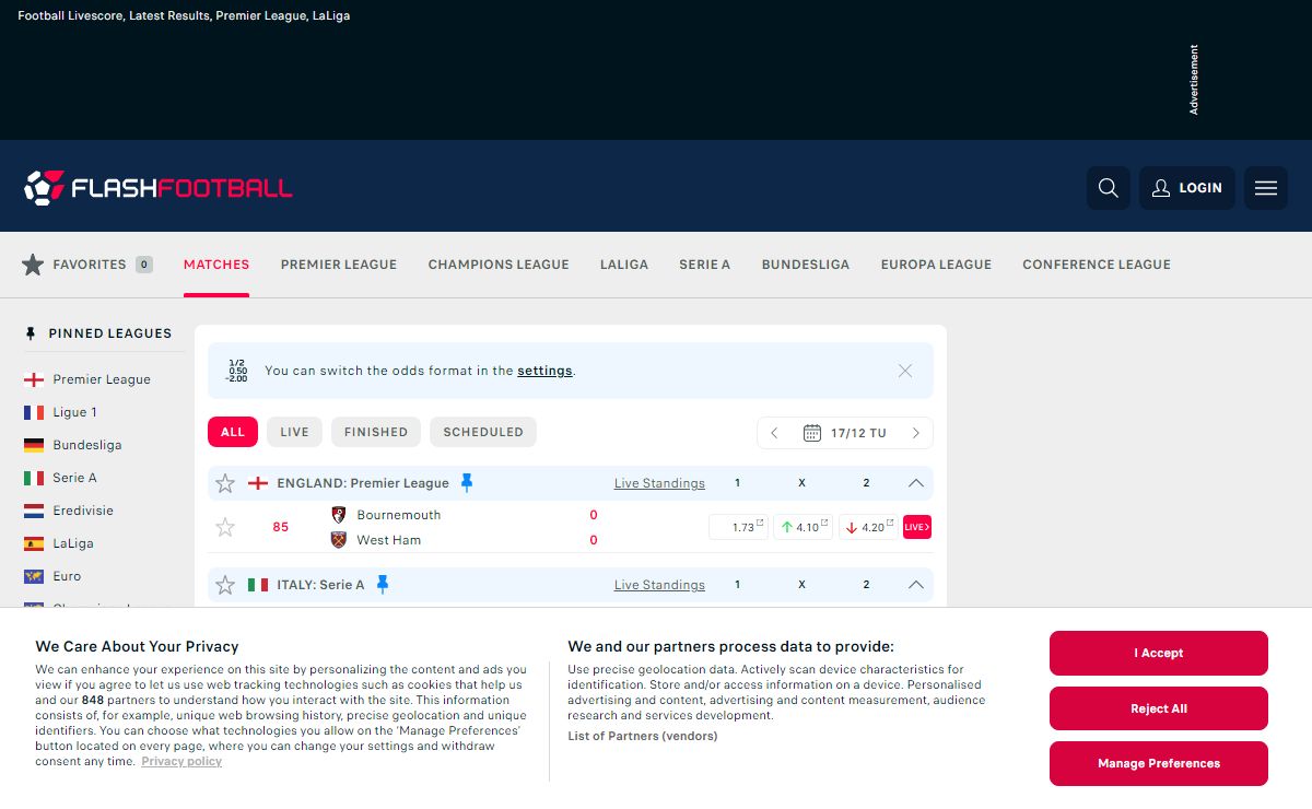 FlashFootball (Soccerstand): Football Livescore and Latest Results
