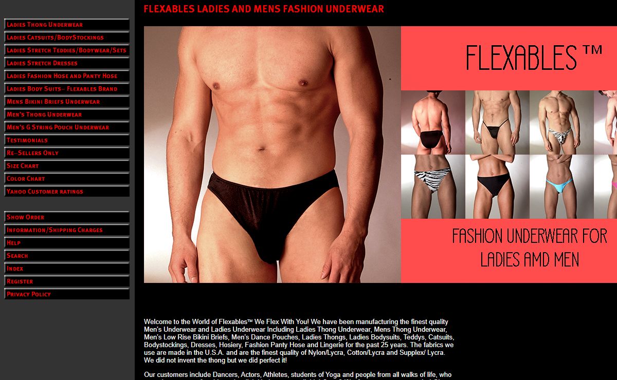 Flexables Ladies and Men's Fashion Underwear, Thong Underwear , Bikini Underwear, Gstrings, Catsuits and Bodysuits