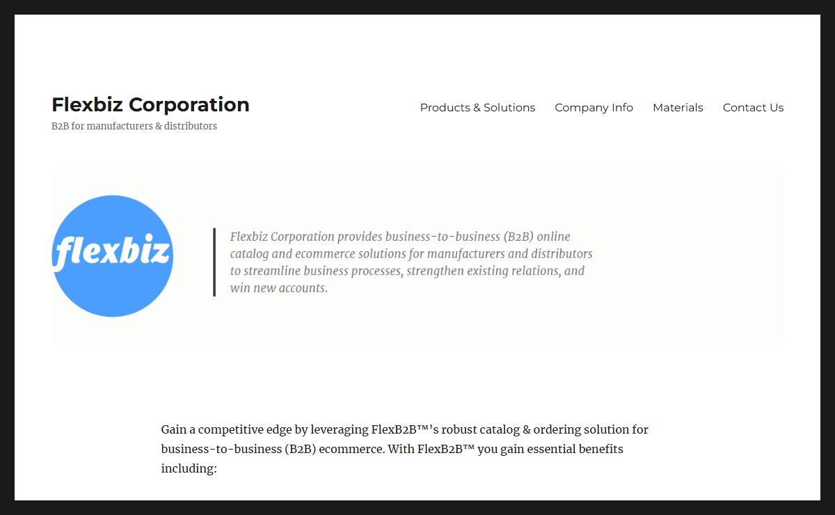 Flexbiz Corporation – B2B for manufacturers & distributors