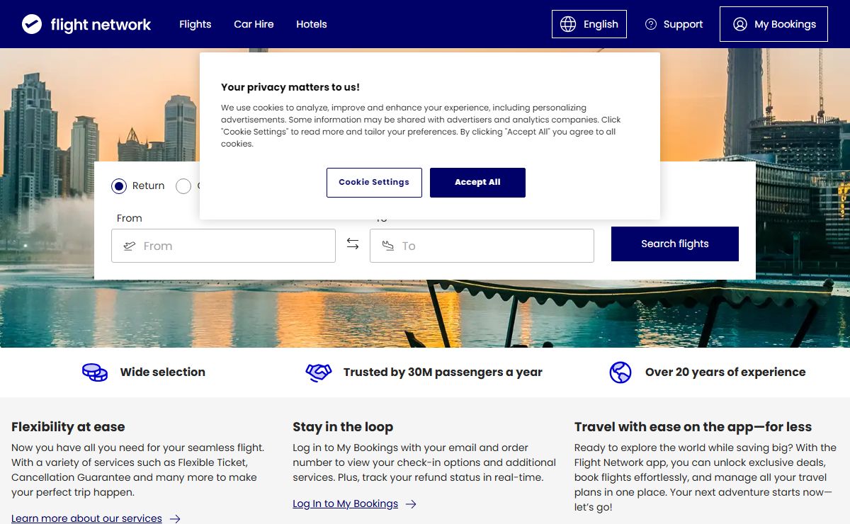 Flight Network: worldwide destinations, world-class airlines.