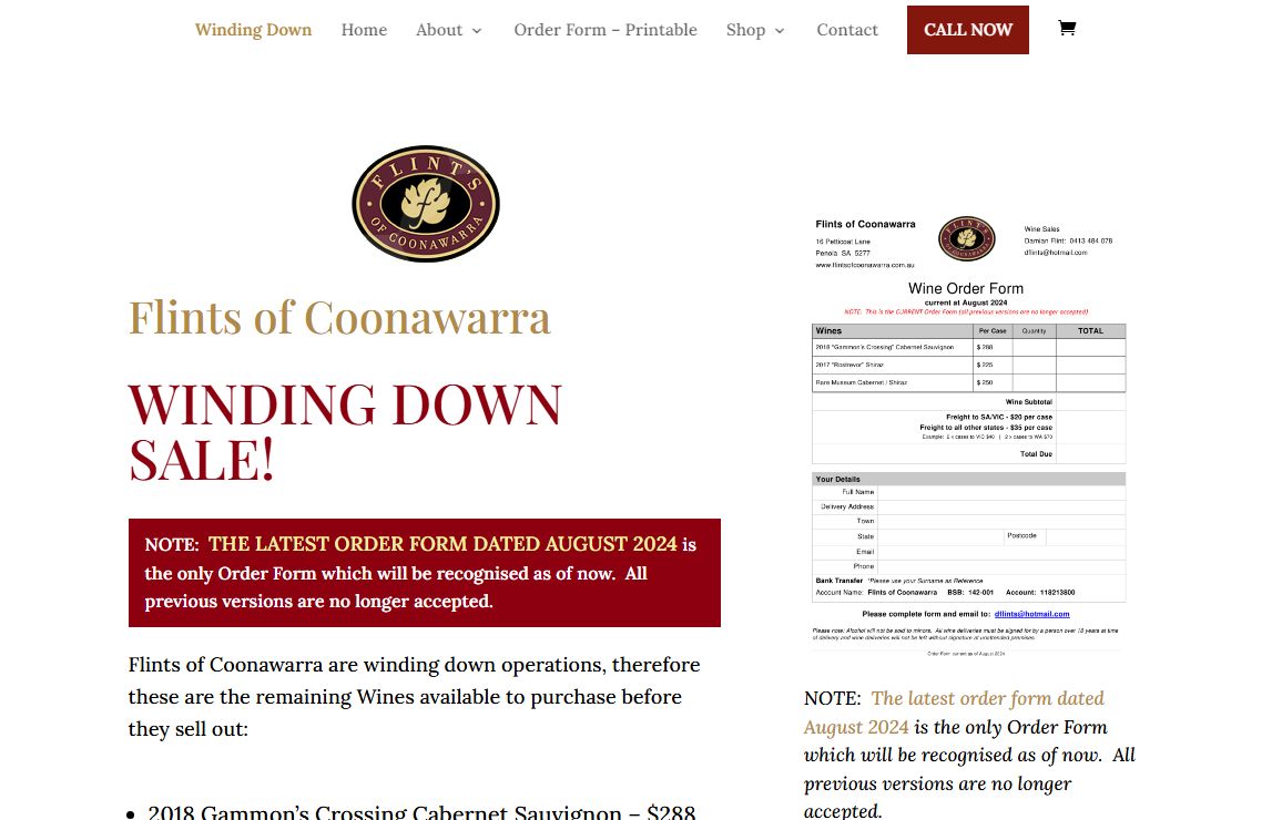 Winding Down Wine Operations | Flints of Coonawarra