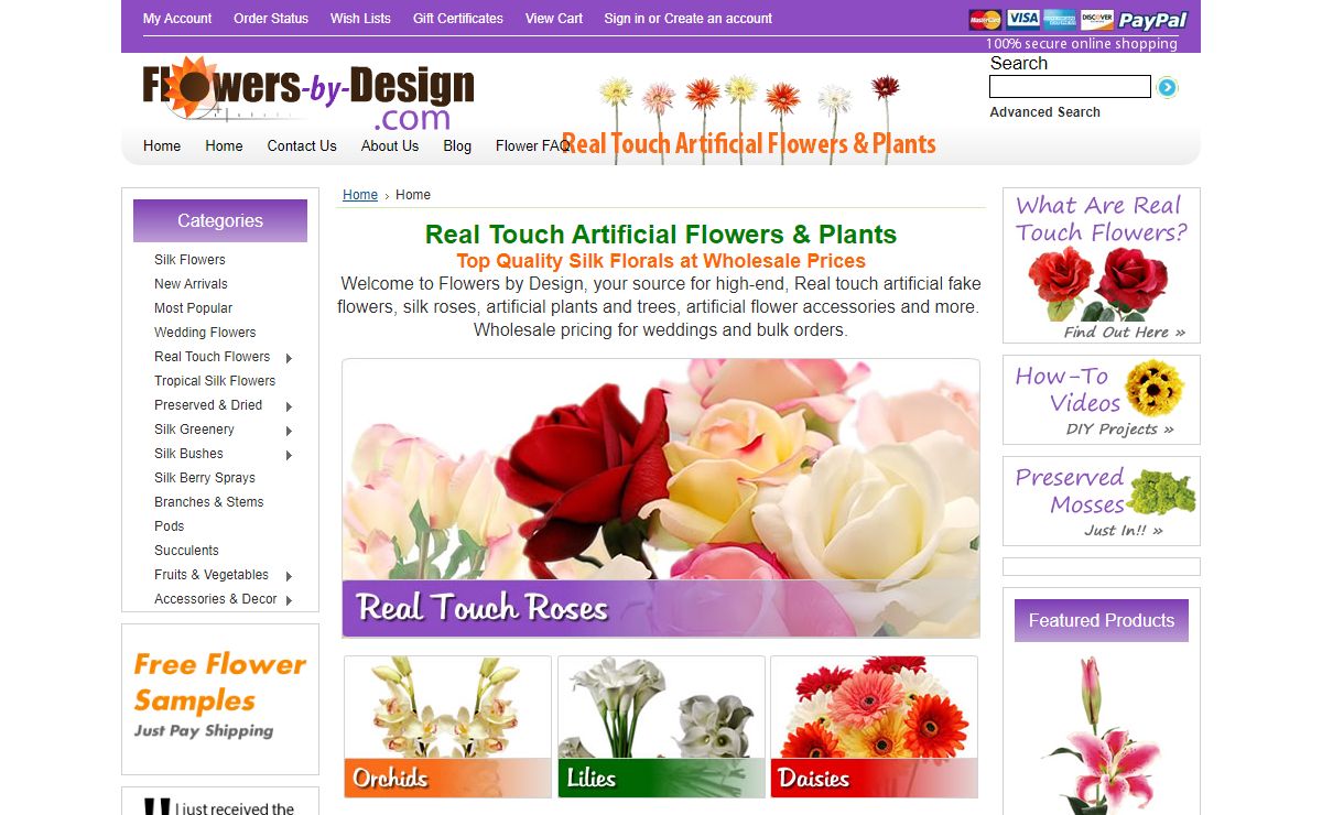 Flowers by Design | Real Touch Artificial Silk Fake Flowers & Plants