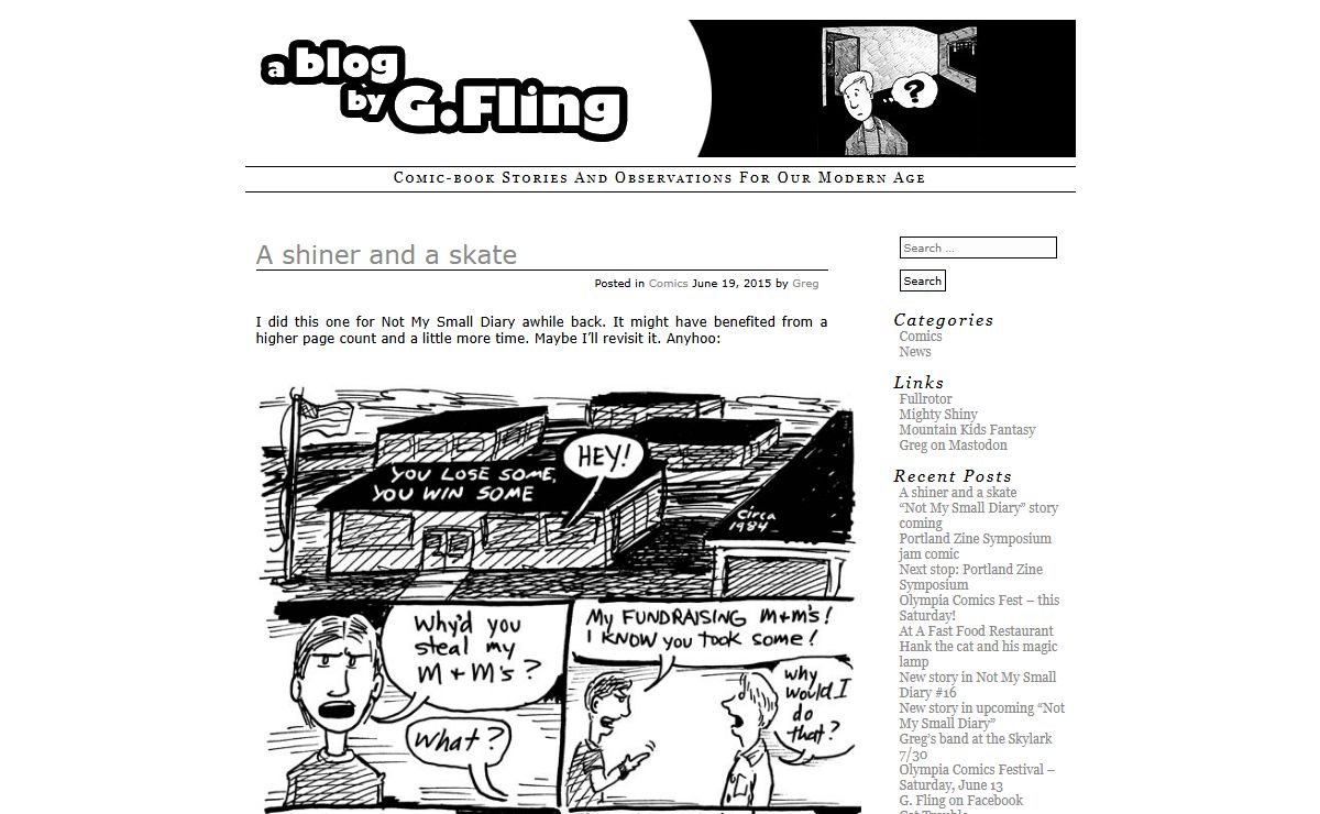 A shiner and a skate - Flung Comics and G. Fling's Blog