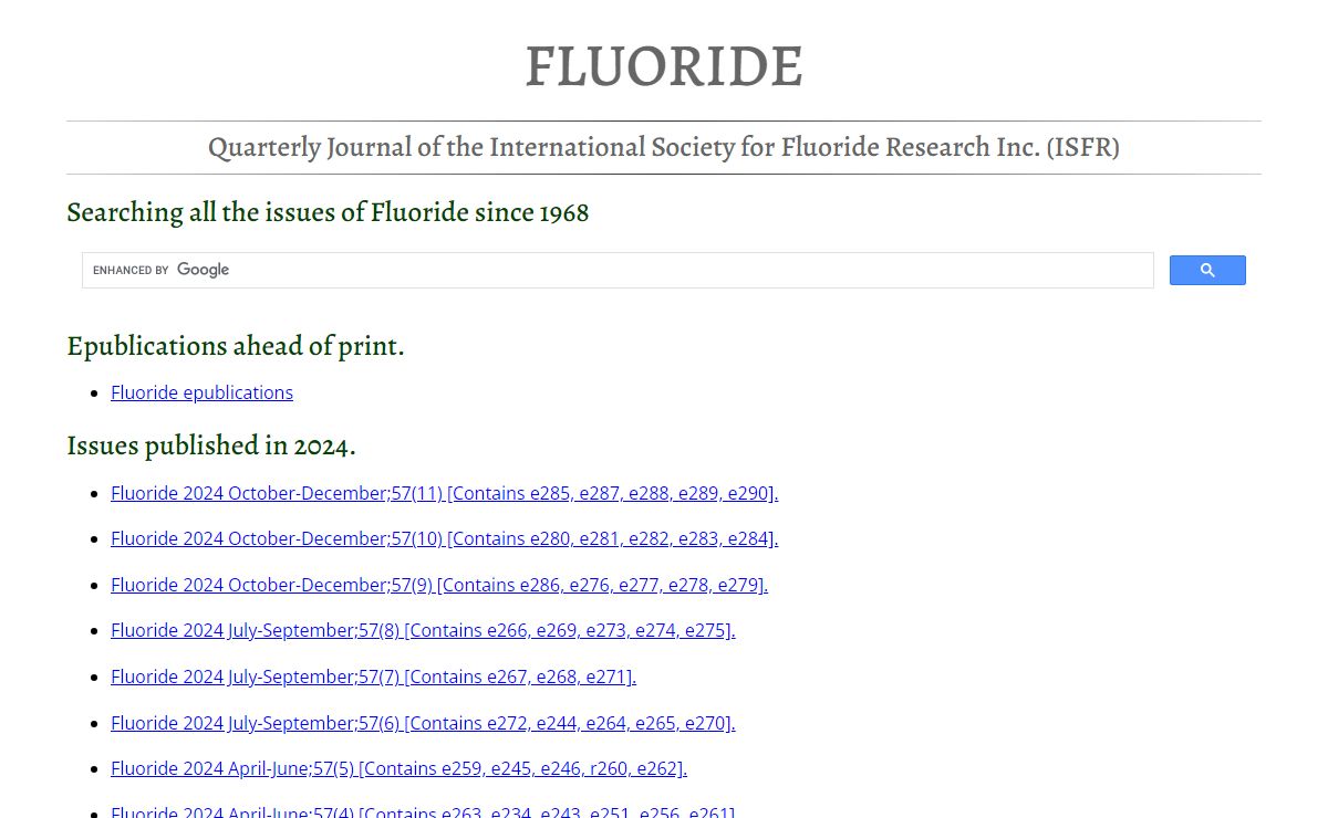 ISFR - International Society for Fluoride Research Inc.