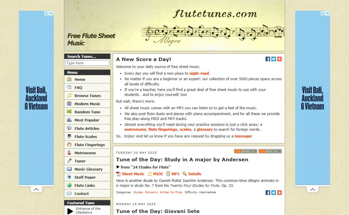 Free Flute Sheet Music | flutetunes.com