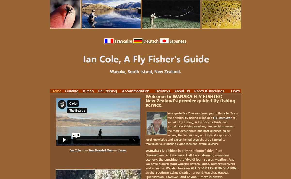 New Zealand premier Fly fishing guide Ian Cole. Flyfishing from Wanaka and Queenstown: guided fly fishing holidays in southern New Zealand, from Wanaka and Queenstown, New Zealand. Heli-fishing in south-west New Zealand