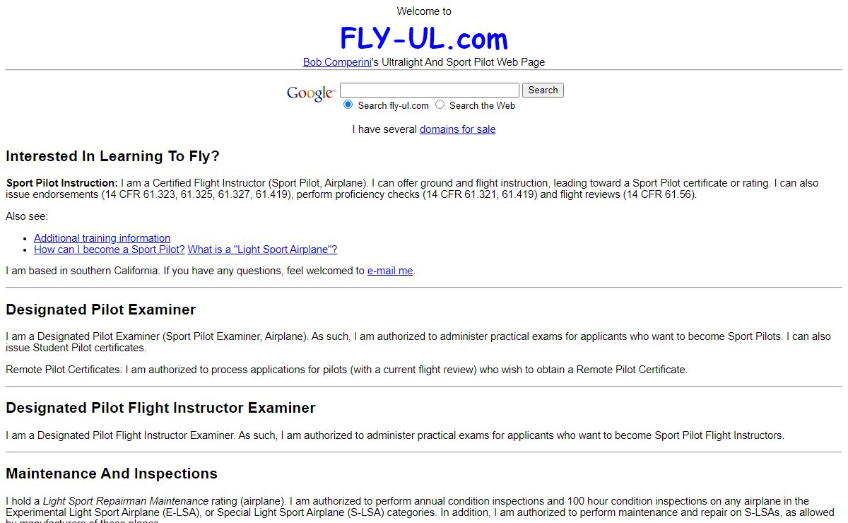 FLY-UL.com - Bob Comperini's Ultralight And Sport Pilot Website