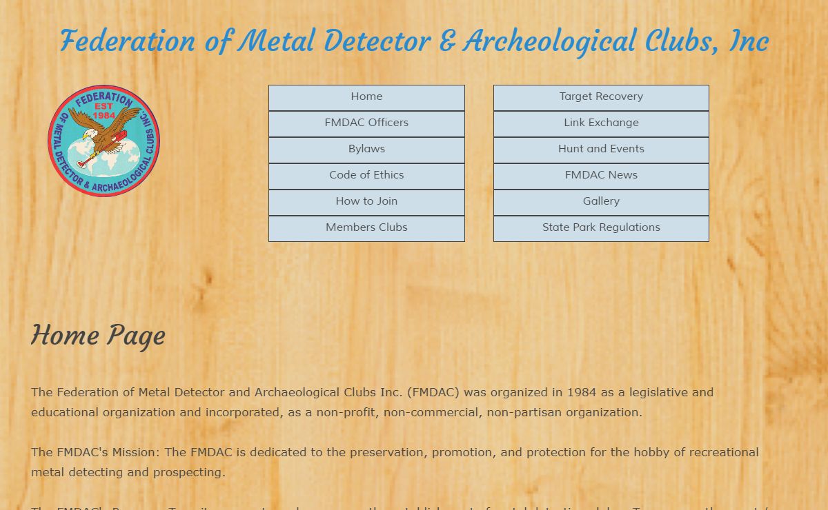 Home page of Federation of Metal Detector and Archeological Club