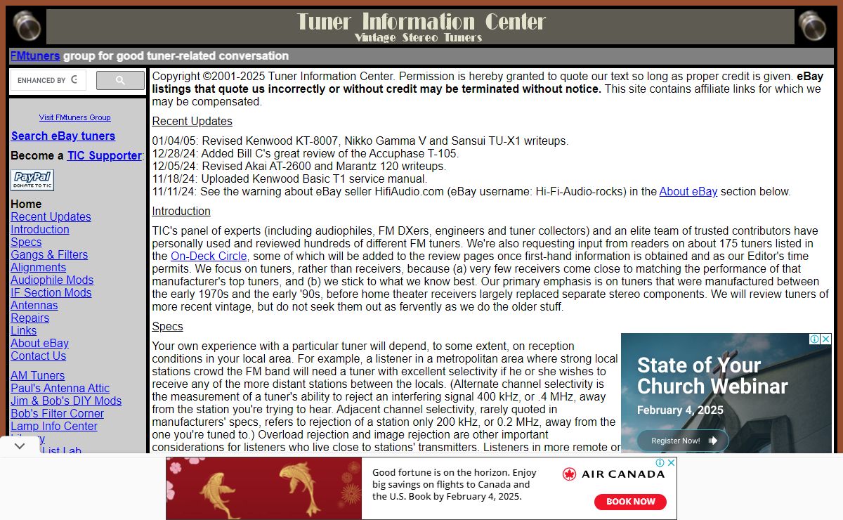 Tuner Information Center - Vintage Stereo Tuners