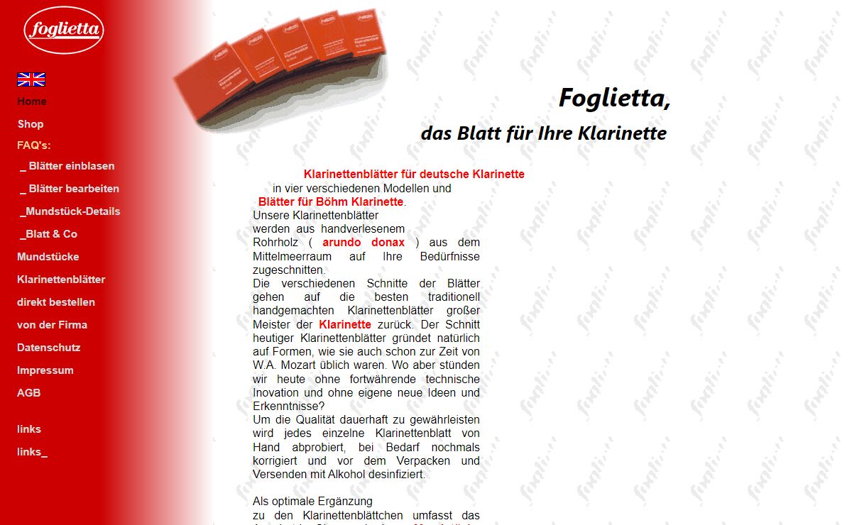 Klarinettenblätter Mundstück Zubehör | Foglietta
