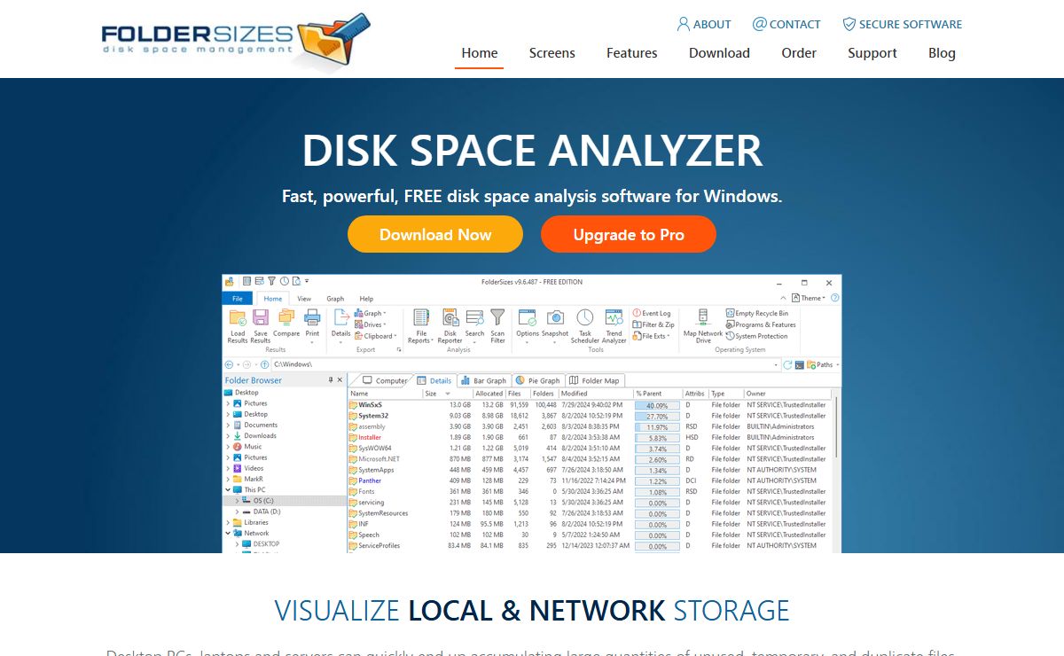 Free Disk Space Analyzer Software for Windows - FolderSizes