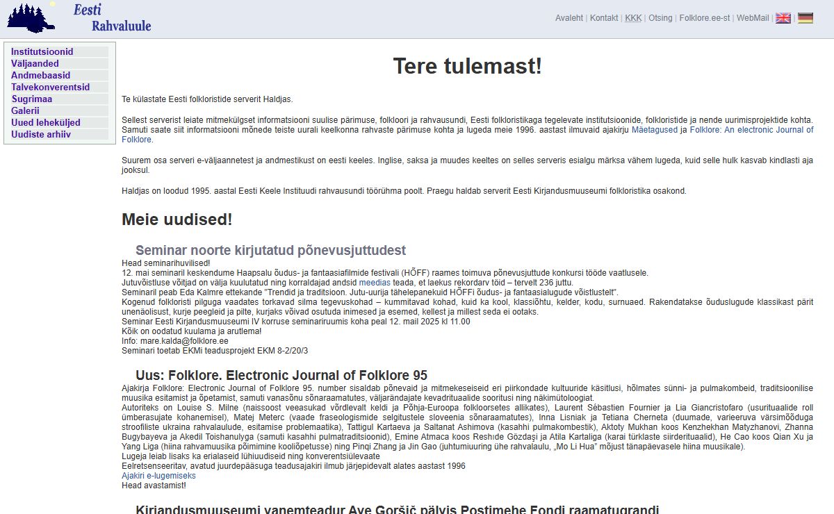 Eesti Rahvaluule :: Indeks