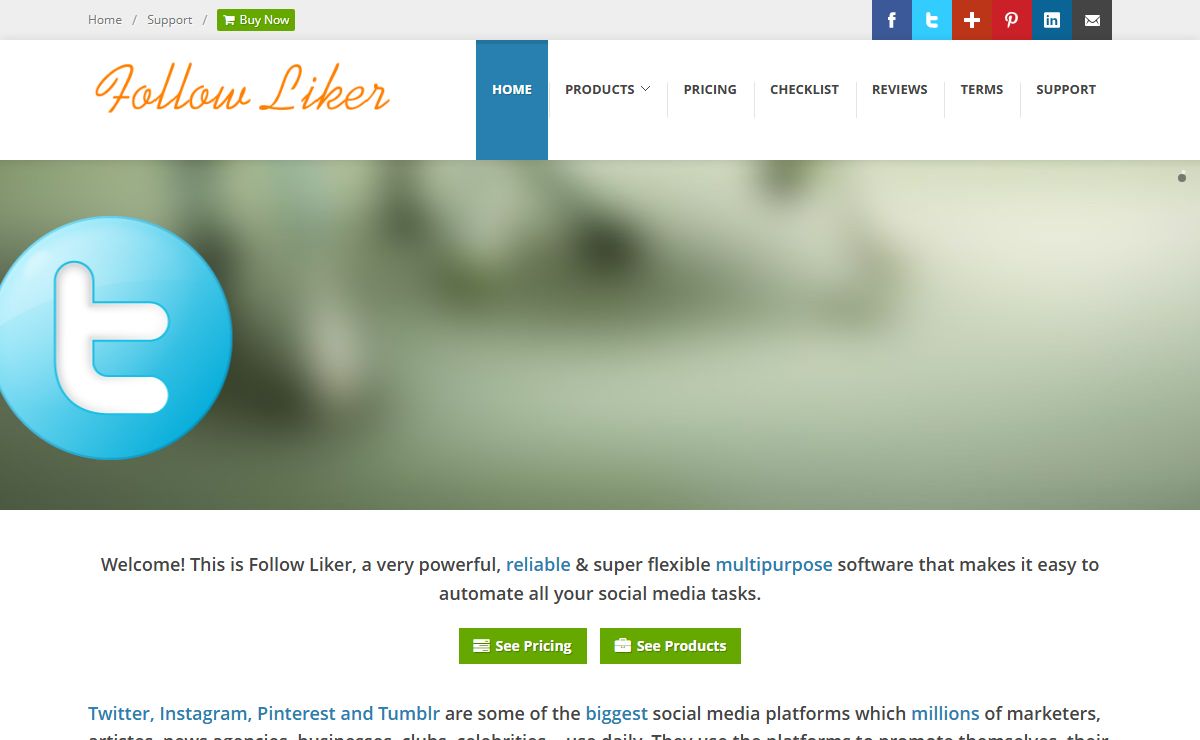 FollowLiker - Best Twitter Marketing Software - Instagram Bot - Pinterest Bot - Tumblr Bot - Follow Liker
