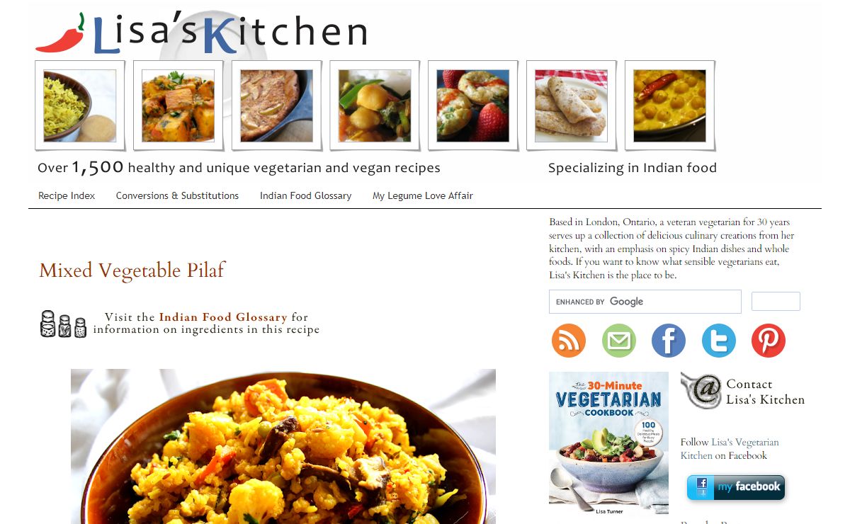 Lisa's Kitchen | Vegetarian Recipes | Cooking Hints | Food & Nutrition Articles