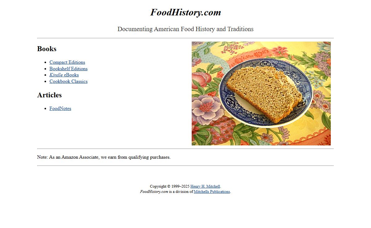 FoodHistory.com: from Patricia B. Mitchell and Mitchells Publications