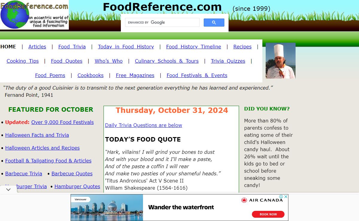 FoodReference.com: Food Articles, Trivia, Festivals, Recipes, History