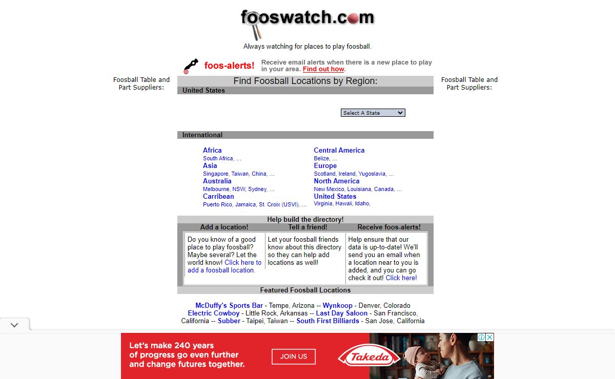 Foosball Directory: Places to play foosball!