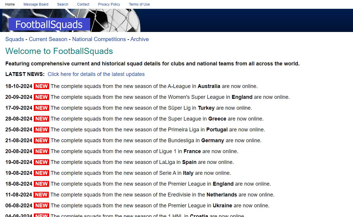 Welcome to FootballSquads