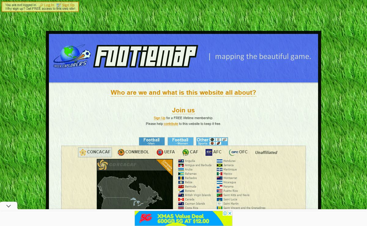 Footiemap.com - Map of Top Tier Football Club Stadiums