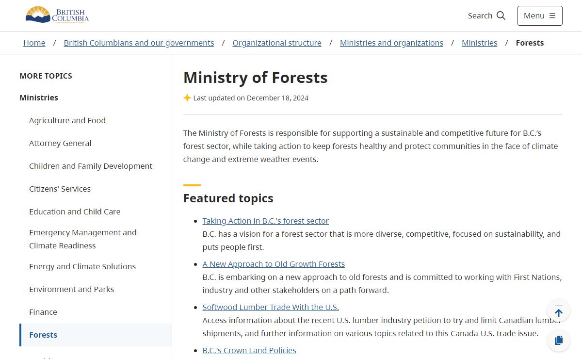 Ministry of Forests - Province of British Columbia