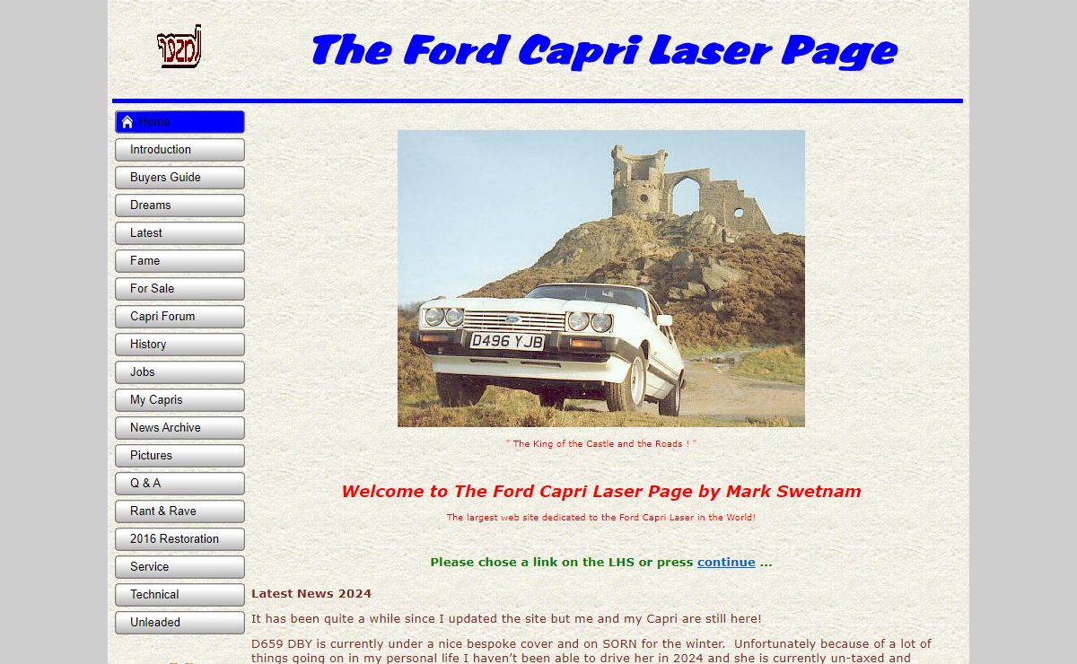 Ford Capri Laser Page by Mark Swetnam