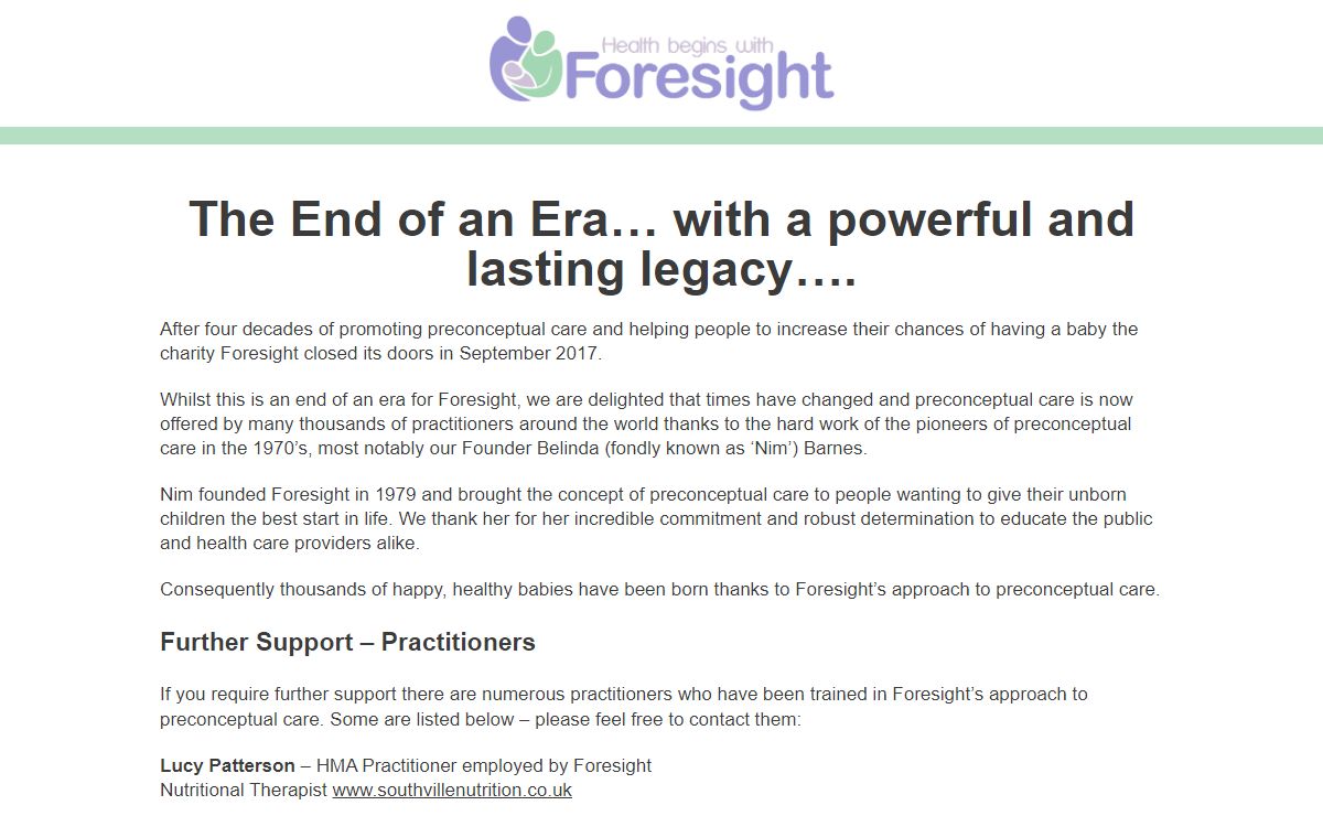 The End of an Era - Foresight | Health begins with foresight