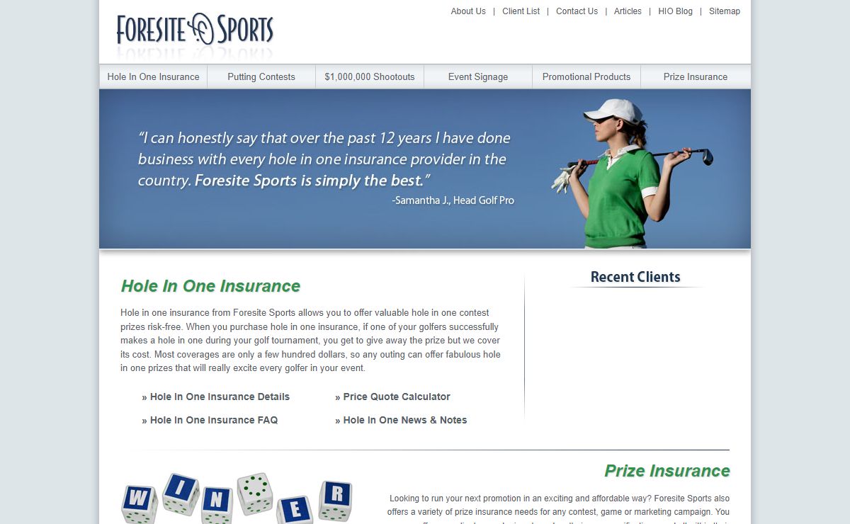 Hole In One Insurance | Foresite Sports | Golf Contest Prize Insurance
