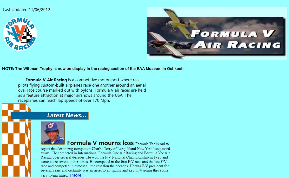 Formula V Air Racing home page