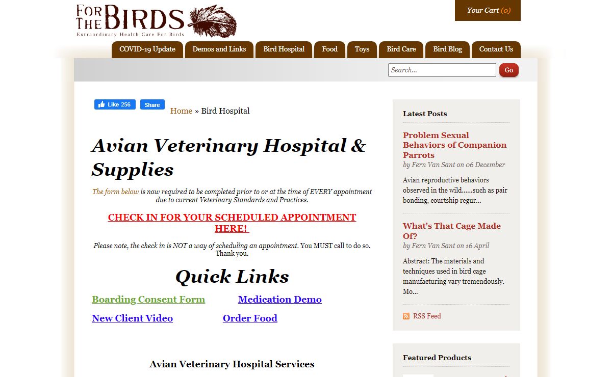 Bird Hospital and Supplies — For The Birds DVM — Avian Vet