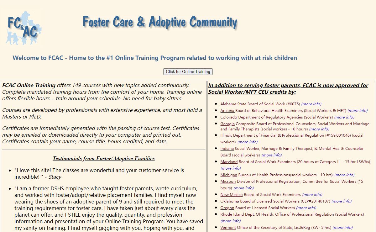 Foster Parents Community and Online Training