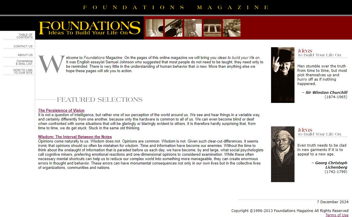 Character Development | Moral and Social Issues | Wisdom | Foundations Magazine - Ideas to Build Your Life On