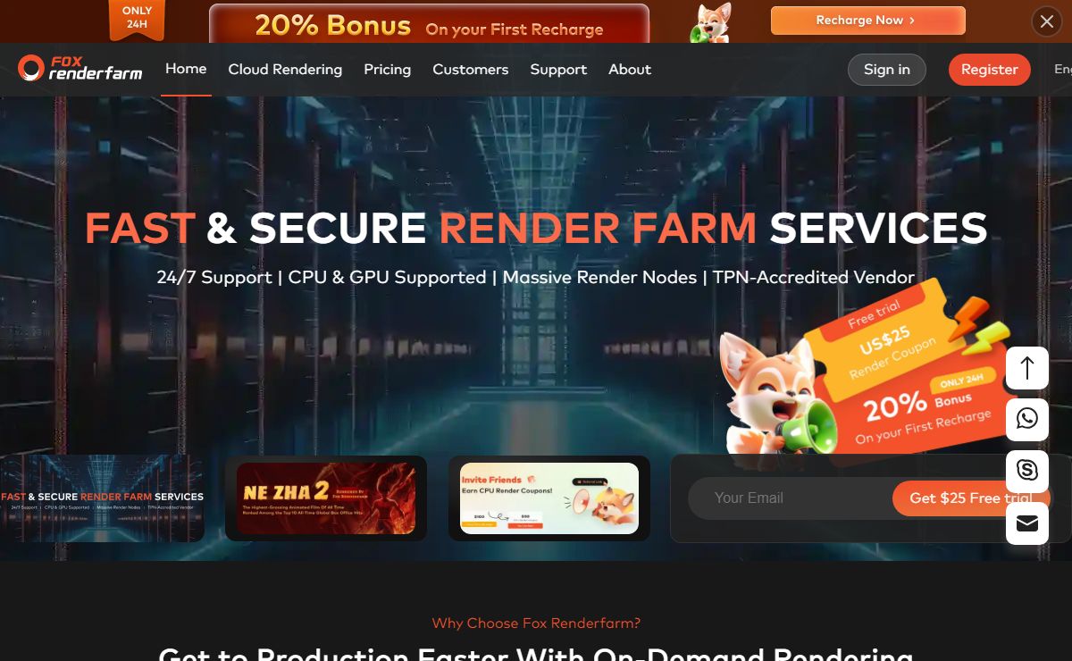 Cloud Render Farm Online | Fox Render Farm