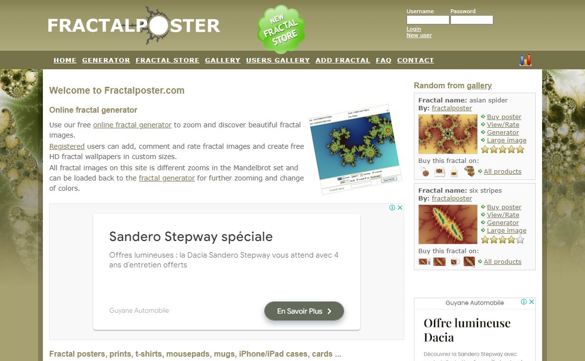 Fractal posters - online fractal generator.