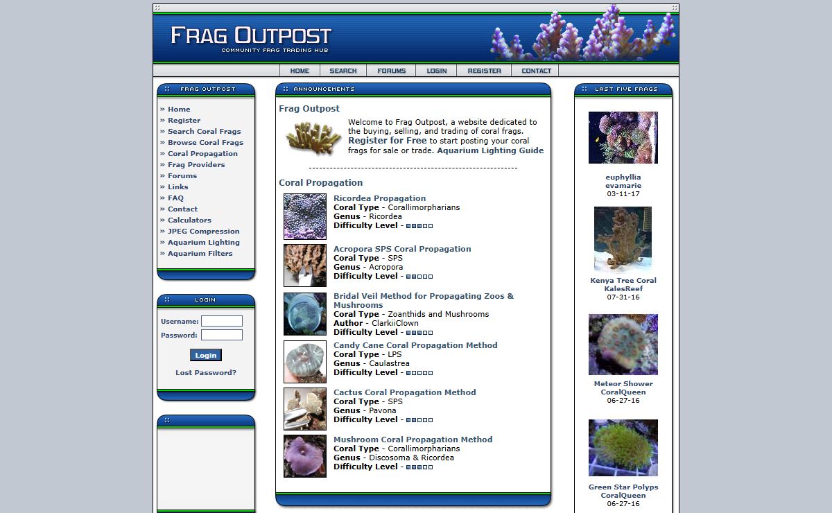 Frag Outpost - Coral Frags, Coral Frag Trading Portal and Coral Propagation Resources