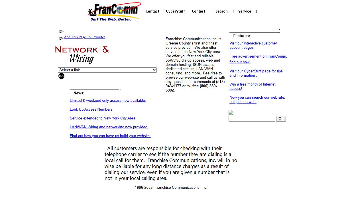Welcome to FranComm, your Internet Access and web page hosting provider