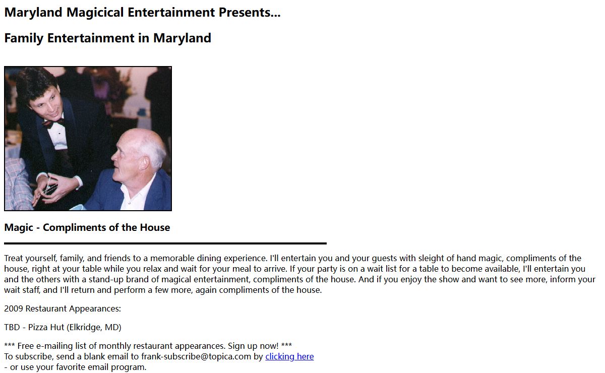 Family Entertainment in Maryland Magician Baltimore