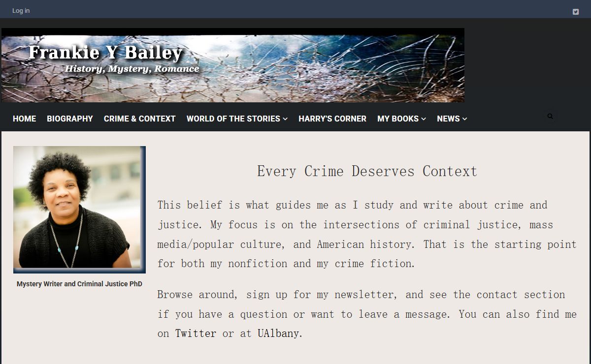 Frankie Y Baley | Mystery writer and criminal justice scholar