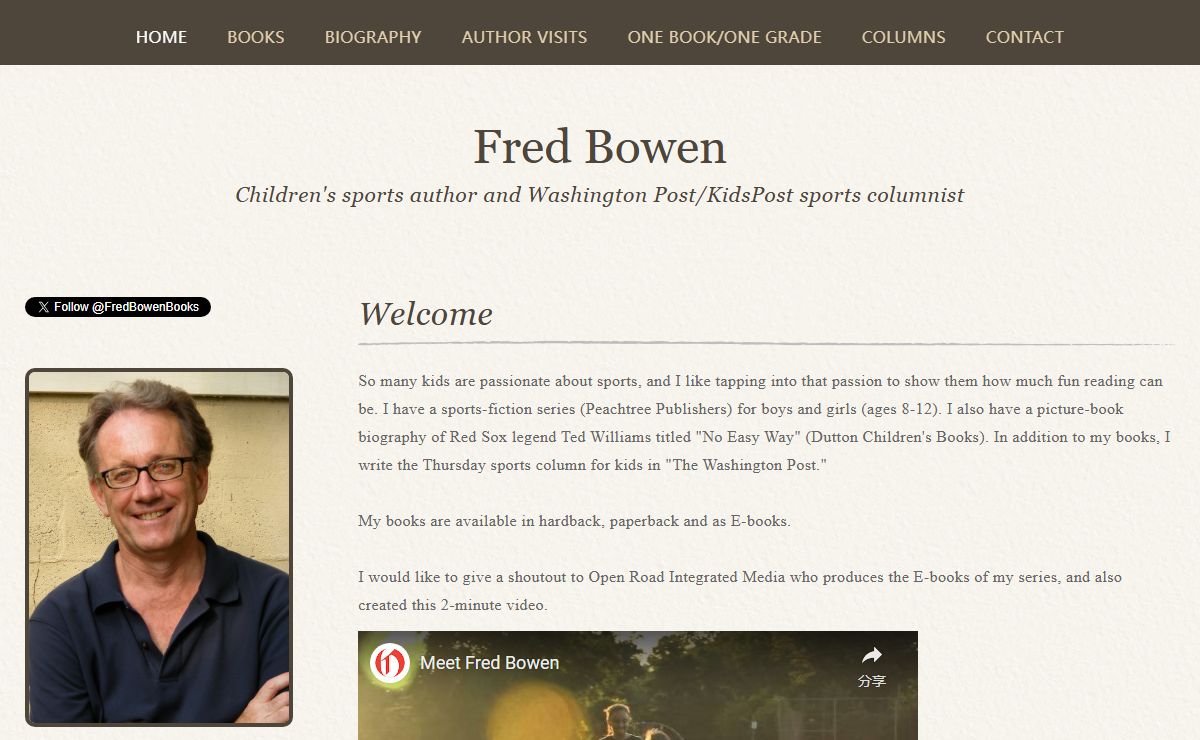 Fred Bowen - Welcome