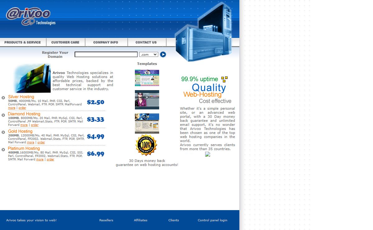 Arivoo Hosting, Takes your vision to web!