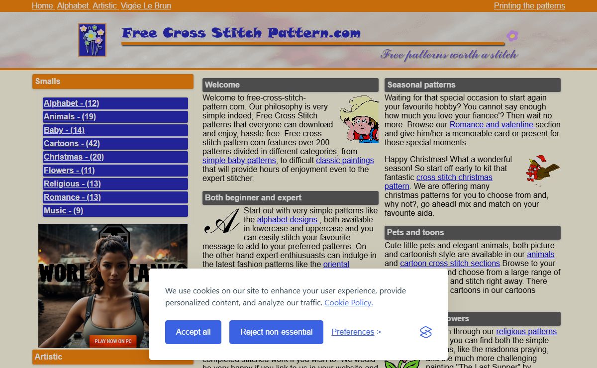 Free Cross Stitch pattern and counted cross stitch patterns to download.