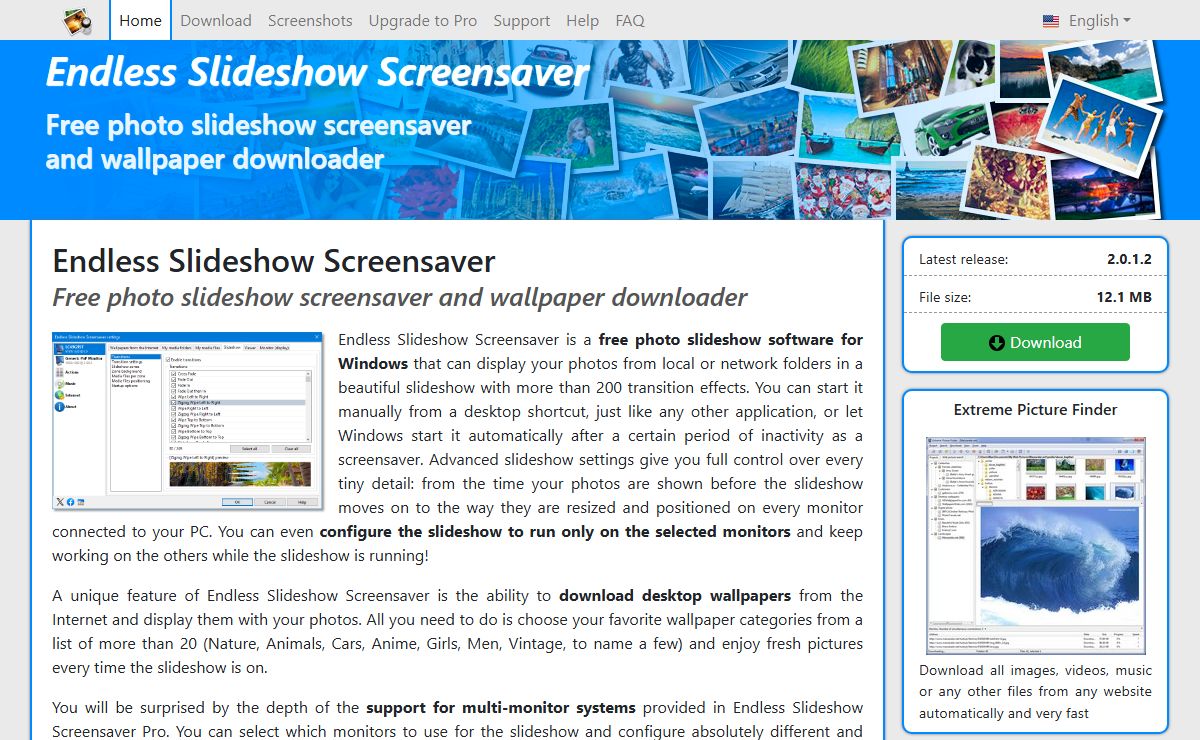 Endless Slideshow Screensaver - free photo screensaver plus wallpaper downloader