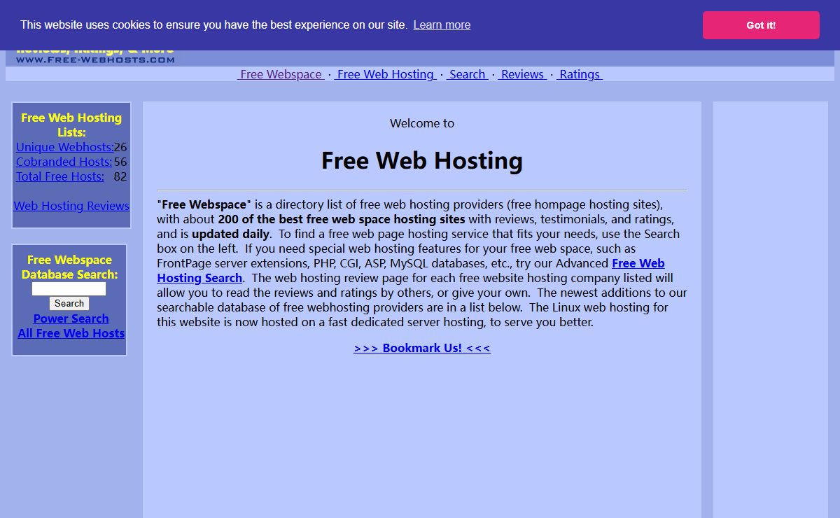Free Webspace and Free Web Hosting Services